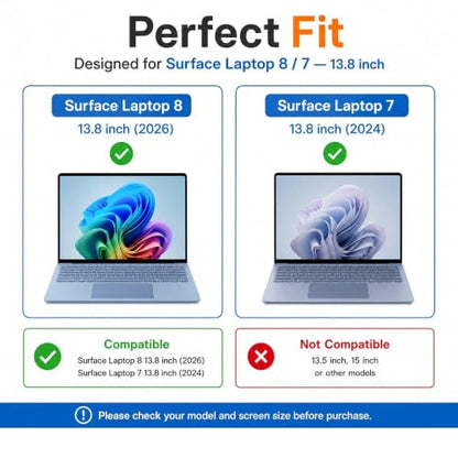 Megoo Screen Protector for Microsoft Surface Laptop 8/7 13.8 Inch (2026/2024), ArmorShield Series 9H Tempered Glass Protective Film, Scratch Resistant, HD Clear, Anti-Fingerprint - size: Surface Laptop 13.8"