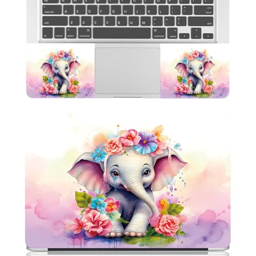 Universal Laptop Skin Sticker Decal for 11.6”12" 13" 13.3" 14" 15" 15.4" 15.6" Reusable Waterproof Scratch-Scratch Resistant Protective Vinyl Laptop Notebook Skin Stickers - Baby Elephant Flowers - color: Baby elephant flowers