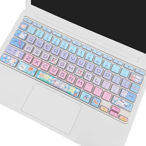 Silicone Keyboard Cover for HP Chromebook 11 x360, Chromebook 11 G2/G3/G4/G5/G6 EE/G7 EE, HP Chromebook 14-ca 14-ak 14-X Series, HP Chromebook 14 G2 G3 G4, Cute Bunny - color: Cute Bunny
