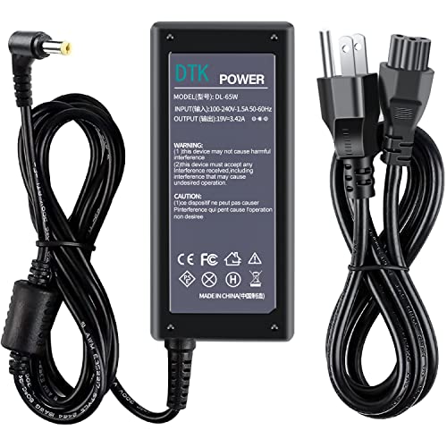 Dtk 19V 3.42A 65W Ac Adapter for Acer Laptop Computer Charger Notebook PC Power Cord Supply Source Plug Connector Tip Size: 5.5 x 1.7mm (Not fit 3.0x1.1mm)