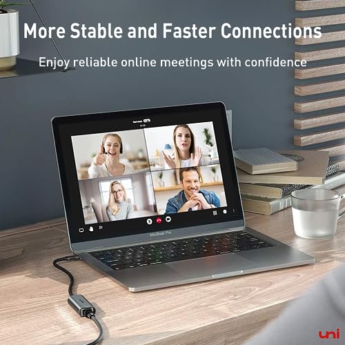uni USB C to Ethernet Adapter, Driver Free RJ45 to USB C [Thunderbolt 3/4 Compatible], 1Gbps Type-C Gigabit Ethernet LAN Network Adapter for MacBook Pro/Air, iPhone 15 Pro/Max, Dell XPS, Galaxy S8-S24 - style: Grey-USB C