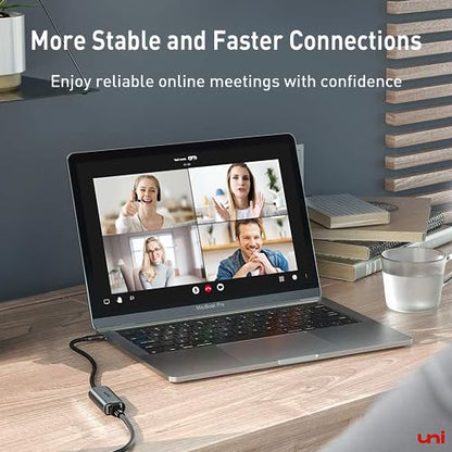 uni USB C to Ethernet Adapter, Driver Free RJ45 to USB C [Thunderbolt 3/4 Compatible], 1Gbps Type-C Gigabit Ethernet LAN Network Adapter for MacBook Pro/Air, iPhone 15 Pro/Max, Dell XPS, Galaxy S8-S24 - style: Grey-USB C