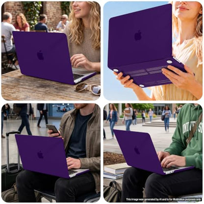MOSISO Compatible with MacBook Air 13 inch Case M5 2026 M4 M3 M2 2025-2022 | A3449 A3240 A3113 A2681, Hard Shell&Keyboard Cover&Screen Film&Pouch for MacBook Air 13.6 inch Case, Crystal Purple - color: Crystal Purple