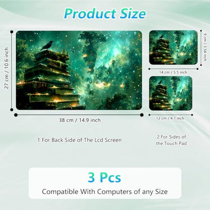 Laptop Skin Sticker Decal 12"-15.6" Universal Laptop/Notebook/Netbook Vinyl - Waterproof Scratch Resistant,Fits HP Dell Lenovo MacBook,2 Free Wrist Pads,Easy Apply & Remove,Green Glitter Book - color: Green Glitter Book