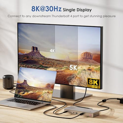 WAVLINK Thunderbolt 4 Docking Station, Single 8K or Dual 4K Display for MacBook Pro/Air Thunderbolt 4/3, 98W PD, USB-C/USB 4 Windows(4xTBT 4, 4xUSB-A, USB-C, 2.5G Ethernet, SD, Audio, DC Port)