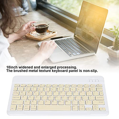 Wireless Keyboard, UltraSlim Silent Scissor Switch Portable 10inch Widened Keys for Travel Business Yellow ABS Aluminum Alloy