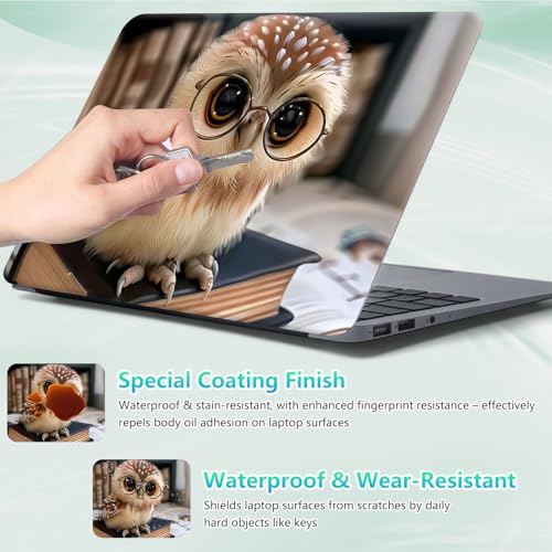 Laptop Skin Sticker Decal 12"-15.6" Universal Laptop/Notebook/Netbook Vinyl - Waterproof Scratch Resistant,Fits HP Dell Lenovo MacBook,2 Free Wrist Pads,Easy Apply & Remove,Cute Owl Book - color: Cute Owl Book