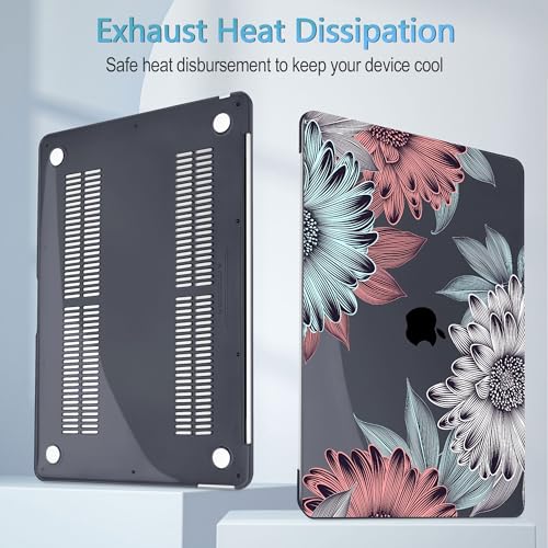 Mektron Case for MacBook Air 13" M1 A2337 A2179 A1932,Blooming Chrysanthemums Hard Cover 2018-2021 Air 13-inch with Touch bar, Designed Protective Shell w/Keyboard Skin Screen Protector Webcam Cover - color: Blooming Chrysanthemums