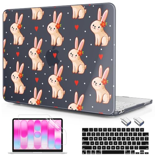 Compatible with MacBook Neo 13 inch (2026 Release A3404) (A18 Pro) with Liquid Retina Display, Printed Slim Protective Case with Screen Protector & Keybaord Cover, Pink Bunny - color: Pink Bunny