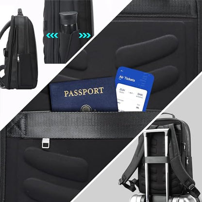 BOPai Business Smart 15.6 Inch Laptop Backpack Convertible Expandable Anti-Theft USB Charging Multi-Functional Travel Professional Work Office Men Commuter Large Black With Bottle Holder Waterproof - color: Black2