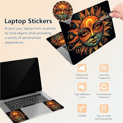 Laptop Skin Sticker Decal 15.6 Inch,12 13 13.3 14 15 15.6 in Laptop Netbook Skins for Notebook,Art Decal Removable Waterproof Scratch Resistant,Universal Vinyl Cover,Cute Sun Face - color: Cute Sun Face