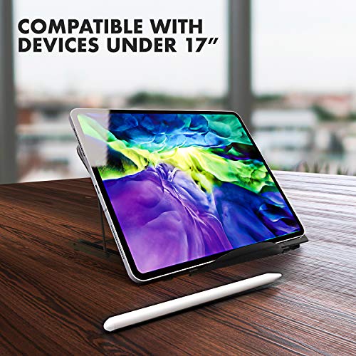 Laptop Computer Portable Mesh Stand, Adjustable Angle Well-Ventilated Ergonomic Desktop Holder, Foldable, Lightweight & Flexible Tray Mount Universal Compatible Laptop/Notebook/Macbook/Tablet (Black)