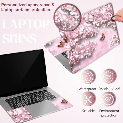 SUPERDANT Laptop Skin Sticker Cherry Blossom Laptop Decals Personalized Universal Notebook Computer Wrap Vinyl Skin Stickers Cover Art Decal Removable 12-15.6 Inch Waterproof Scratch-Resistant Gifts - style: Cherry Blossom