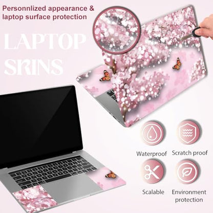 SUPERDANT Laptop Skin Sticker Cherry Blossom Laptop Decals Personalized Universal Notebook Computer Wrap Vinyl Skin Stickers Cover Art Decal Removable 12-15.6 Inch Waterproof Scratch-Resistant Gifts - style: Cherry Blossom