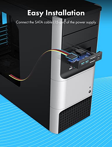 GRAUGEAR 3.5 Inch Front Panel USB C Hub, SD/microSD Internal Card Reader, 20Gbps USB 3.2 Gen 2x2, USB3.2 Type-E Key-A 20-Pin Header & USB3.0 Header & 15-Pin SATA Power Connection Required [G-MP01CR] - style: 6 Port