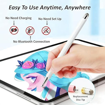 Stylus Pen for Samsung Galaxy Tab A11+/A11/A9+/A9/A8+/A8 Universal Android Pen Compatible with iOS/Microsoft/Android Tablet and Phones All Touch Devices (White+Black) - color: White+Black