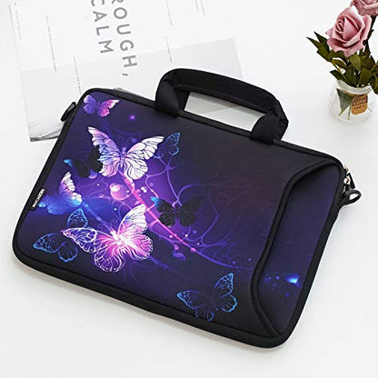 11 11.6 12 12.5 13 inches Laptop/Chromebook/PC Messenger Bag Tablet Travel Case Neoprene Handle Sleeve with Shoulder (11-13.3 inch, Butterflies) - color: Butterflies, size: 11-13.3 inch