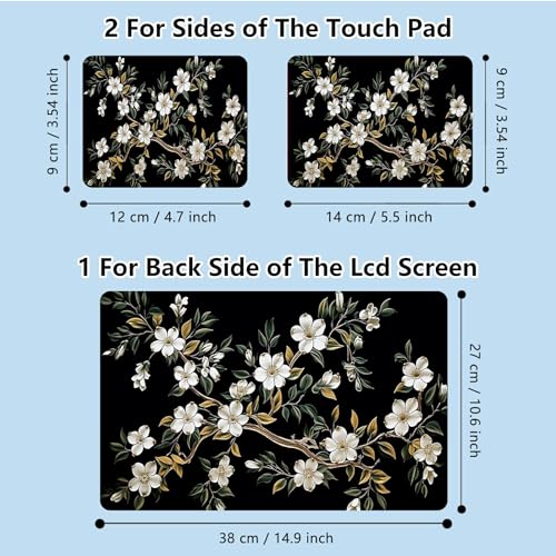 Universal Laptop Skin Sticker with 2 Wrist Pad Skins, Waterproof Scratch Resistant Vinyl Laptop Cover Decal, Cut to Fit for 11–15.6 Inch MacBook HP Dell Lenovo, Jasmine - color: Jasmine