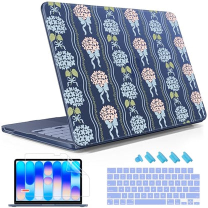 May Chen for MacBook Neo Case 13 inch 2026 | 100% Match Official Color | Pattern Printing, Anti-Crack & Scratch & Fingerprint | Protective Hard Shell Cases Model A3404 - Elegant Flowers Ribbon Bow - color: Elegant flowers ribbon bow