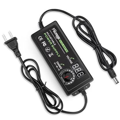 Facmogu 9V-24V 3A 72W Adjustable Power Adapter with LED Display, Multi-Voltage 100V-240V AC to DC 9V 12V 15V 16V 18V 19V 20V Universal AC/DC Variable Power Supply, Various Voltage AC to DC Converter - size: 9-24V 3A
