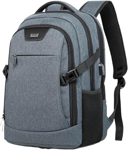 Unisex Laptop Business Backpack Men Work Bag Women Slim Backpack with USB Charging Port Travel Daypack College Rucksack Work for Men fits 15.6 Inch Notebook Black