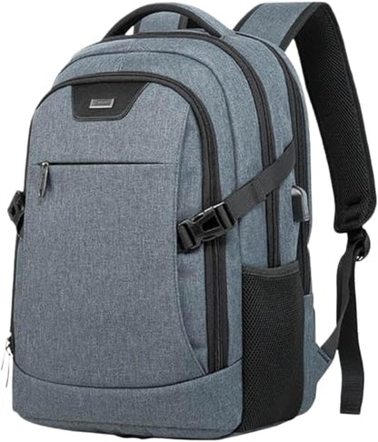 Unisex Laptop Business Backpack Men Work Bag Women Slim Backpack with USB Charging Port Travel Daypack College Rucksack Work for Men fits 15.6 Inch Notebook Black