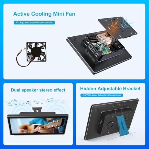 10.1 Inch Touchscreen for Raspberry Pi,1280 * 800,HDMI USB-C(Dark) | 5-point touch,Quick response,Dual-Speaker,16:10,178°viewing angle,400nits,1500:1,VESA,72%NTSC,IPS - color: dark