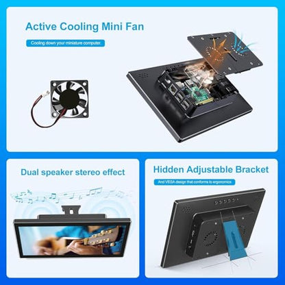 10.1 Inch Touchscreen for Raspberry Pi,1280 * 800,HDMI USB-C(Dark) | 5-point touch,Quick response,Dual-Speaker,16:10,178°viewing angle,400nits,1500:1,VESA,72%NTSC,IPS - color: dark