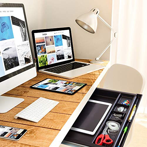 MOUNT-IT! Large Under Desk Pencil Drawer 16 inch Deep | 21.25” W, Ball Bearing Slide-Out Organizer for Office Supplies, Paper & Pencils | Fits Desks Over 1” Thick, Adjustable Extension 16.25”–28” - size: 16 inch Deep