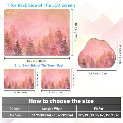 Laptop Skin Sticker Decal 15-15.6 Inch with Cute Mouse Pad, Universal Reusable Vinyl Sticker for 12.1 13 13.3 14 15.4 Inch Netbook and Notebook PC, Pink Gold Forest - color: Pink Gold Forest