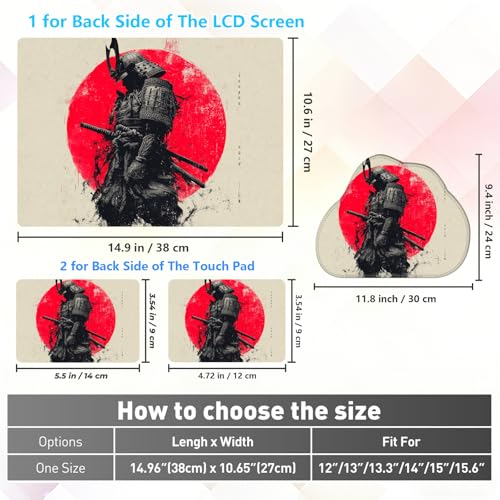 Laptop Skin Sticker Decal 15-15.6 Inch with Cute Mouse Pad, Universal Reusable Vinyl Sticker for 12.1 13 13.3 14 15.4 Inch Netbook and Notebook PC, Japanese Samurai - color: Japanese Samurai