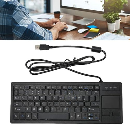 Wired USB Keyboard with Touchpad, Compact Industrial Keyboard Trackpad Combo with HUB Function Ergonomic Keyboard USB Keyboard Trackpad Keyboard for Industrial Food Service Marine
