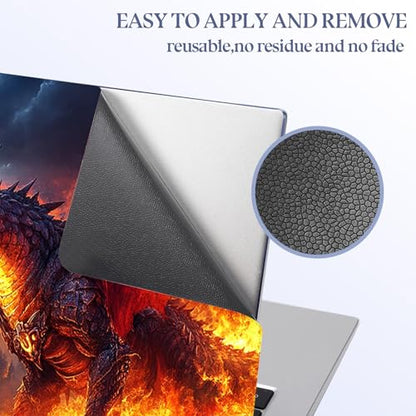 Universal Laptop Skin Sticker Decal,15.6 Inch Laptop Vinyl Cover for 13" 14" 15.6" Laptop,Scratch-Resistant Waterproof Protector Wrap,Reusable with Wrist Pads,Fiery Dragon - color: Fiery Dragon
