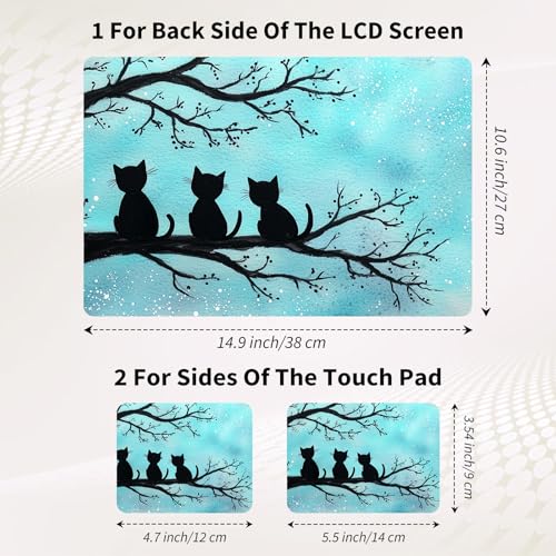 15.6 Inch Laptop Skin Sticker, Reusable Vinyl Cover Protector with 2 Wrist Pad Skins, Removable Waterproof Scratch-Resistant for 12-15.6 Inch Laptop Notebook,Cute Cat On Tree - color: Cute Cat On Tree