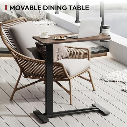 SANODESK Mobile Standing Desk with Hidden Wheels,Pneumatic Laptop Desk Rolling Computer Cart Movable Height Adjustable Small Sit Stand Desk for Home Office(27.6" W x 15.7" D, Maple) - color: Black Walnut, size: 28x16