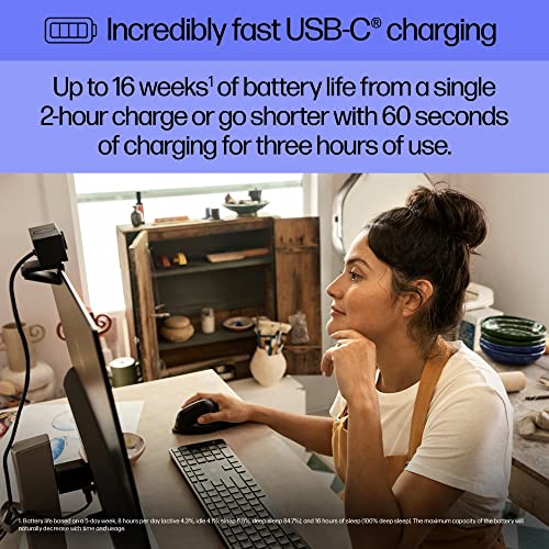 HP 920 Ergonomic Vertical Mouse Wireless Bluetooth 5.3 & USB Dongle, 5 Programmable Buttons, 16 Week Battery, Multi-Device, Multi-OS - style: Vertical Ergo
