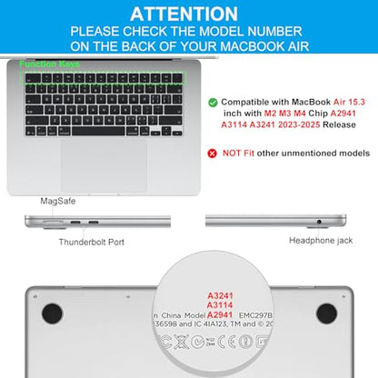 CaseBuy MacBook Air 15 inch Trackpad Protector Cover for 2026 2025 2024 2023 MacBook Air 15.3" M5 M4 M3 M2 Chip A3448 A3241 A2941 A3114 with Touch ID Clear Anti-Scratch Touch Pad Protector Skin -2PCS - size: MacBook Air 15"(2023-2026)