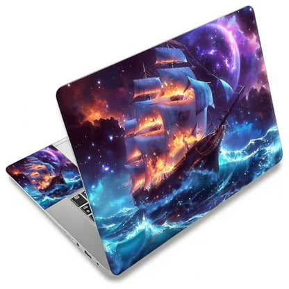Laptop Skin Sticker Decal, Universal Reusable Vinyl Laptop Cover for 12" 13" 13.3" 14" 15" 15.4" 15.6" Notebook PC, Reusable Waterproof Scratch-Resistant with 2 Wrist Pads,Art Galaxy Ship - color: Art Galaxy Ship