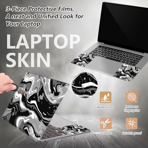 Laptop Skin Sticker for 12.1”-15.6“ Laptops (Fits 13”, 13.3”, 14”, 15”, 15.4”) | Protective Universal Reusable Vinyl Art Decal Cover | Waterproof & Scratch-Resistant-Black White Swirling Waves - color: Black White swirling Waves