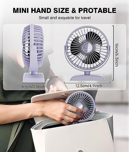 JZCreater USB Desk Fan, USB Fan Mini, 360 Rotation Desktop Fan with 3 Speed, Table Personal Cooling Fan, Quiet Mini Desk Fan, USB Powered, Small Fan for Home Office Bedroom Car Travel, Purple - color: 282-Purple