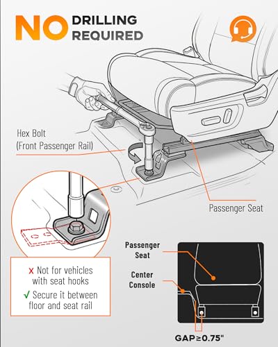 MELIPRON Truck Laptop Mount for Cars, Vans, Vehicles, No-Drill Computer Stand with Adjustable Height, Full Motion Swivel, Heavy-Duty Laptop Holder for Mobile Work