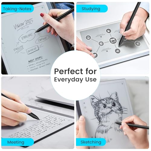 Magnetic EMR Stylus Pen for Remarkable 2 with Eraser | 4096 pressure levels, tilt sensor & palm rejection, compatible with Samsung/Kindle Scribe, 3 extra tips