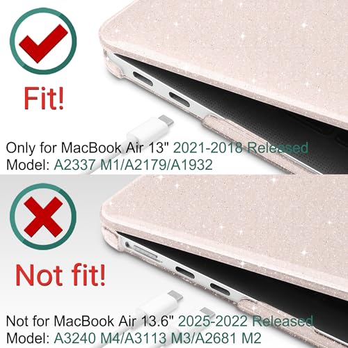 DONGKE for MacBook Air 13 inch Case 2021-2018 Release A2337 M1 A2179 A1932, Bling Plastic Hard Shell Case & Keyboard Cover Only Compatible with MacBook Air 13 inch Retina Fits Touch ID, Starlight - color: Sparkly Starlight