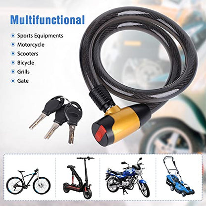 4FT x 23 mm Bike Cable Lock with Keys, Anti-Theft Security Bike Lock | Cut-Resistant Steel, Weatherproof & Rustproof, Heavy-Duty Bike locks for Motorcycles, E-Bikes, Scooters, Bicycles, Gates