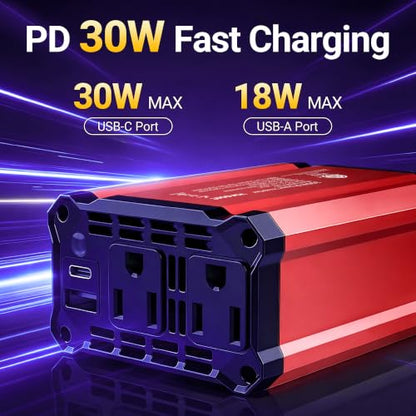 300W Car Power Inverter (Red-30) - color: Red-30