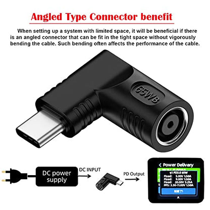 DC Jack 7.4x5.0mm Input to USB-C Type-C Angled 90 Degree Power Plug Charge Adapter for Laptop Phone - style: 7.4x5.0mm