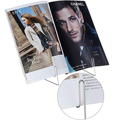 Maitys 2 Pieces Fold-n-Stow Book Stands, Adjustable Portable Reading Stand, Small Metal Music Book Easel Display Holder for Kitchen Countertops(Black)