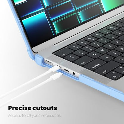 Batianda Heavy Duty Case for New MacBook Pro 16 inch 2026 M5 2024 M4 M3 M2 M1 Pro Max Chip - Starry Dot-Matrix Cover with PU Leather Spine & Foldable Stand - Full Protection Anti-Collision, Blue - color: Blue