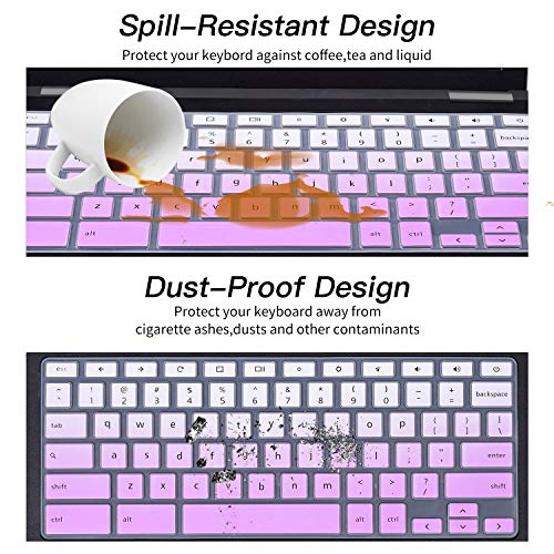 Dell Keyboard Cover for Chromebook 11.6" 3100 3110 3120 3180 3181 3189 5190 & Chromebook 13.3 3380 - Ombre Purple - color: Gradual Pink