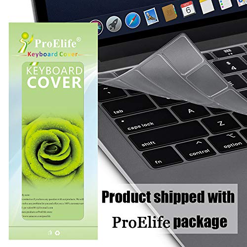 ProElife Keyboard Cover for MacBook Pro with Touch Bar 13/15 Inch A2159 | Clear, Ultra-Thin (0.13 mm), TPU Protective Skin, Dust-proof, Precision Molded, Quiet Typing, Washable & Reusable - color: Clear
